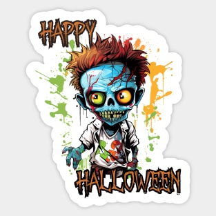 Spooky Zombie Boy Happy Halloween Sticker
